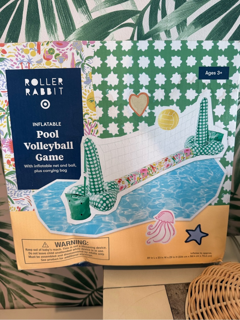 Roller Rabbit Green Floral Inflatable Pool Volleyball Set